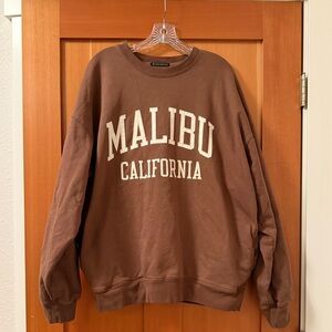 Brandy Melville Brown Crewneck Sweatshirt Oversized Malibu California